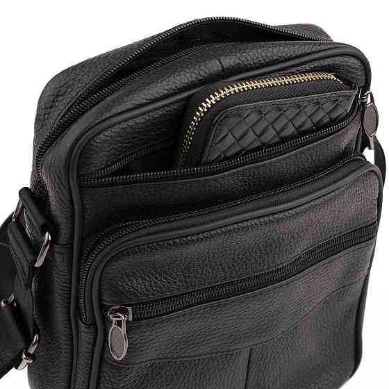 Сумка чоловіча на одне відділення зерниста Vintage 20203 Чорна Київ