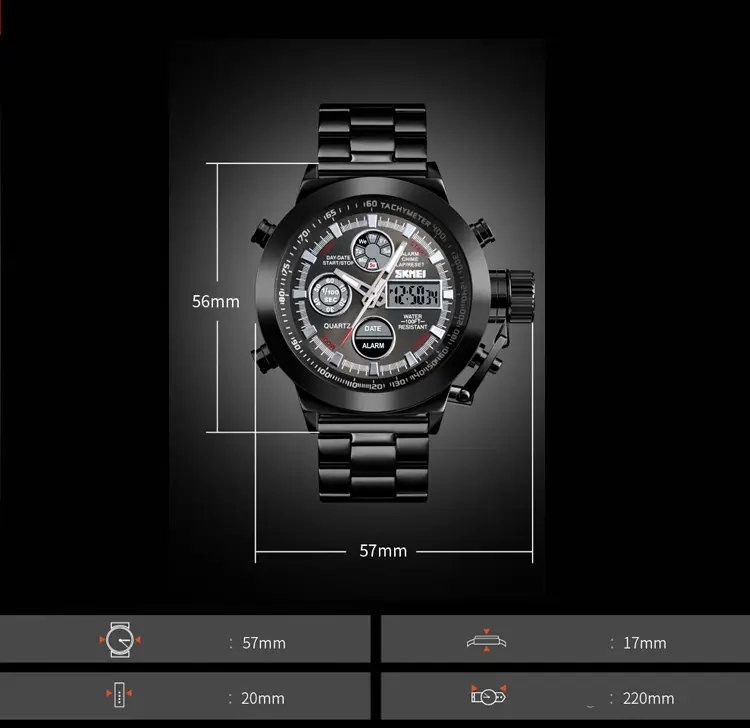 Мужские спортивные наручные часы Skmei 1515 (Черный) Винница - изображение 8