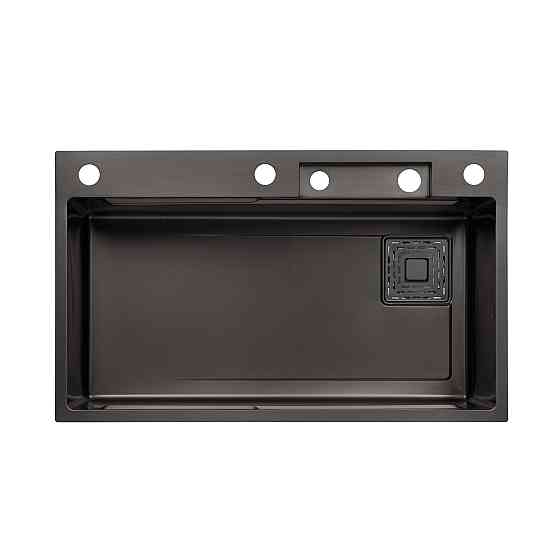 Кухонная мойка Kroner KRP Schwarze - SET7545HM PVD (3/0/0.8 мм) со смесителем, черная Киев