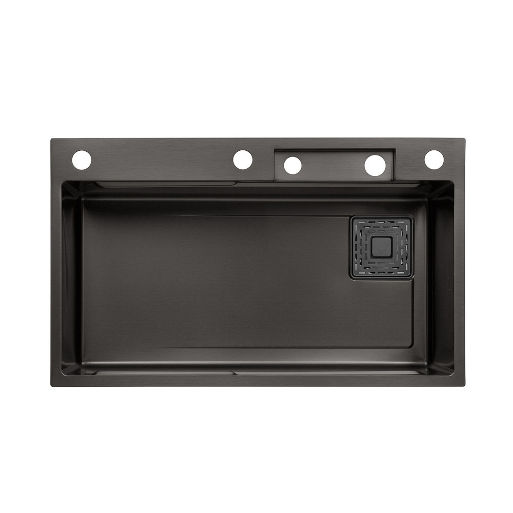Кухонна мийка Kroner KRP Schwarze - SET7545HM PVD (3/0/0.8 мм) із змішувачем, чорна Київ - фото 3
