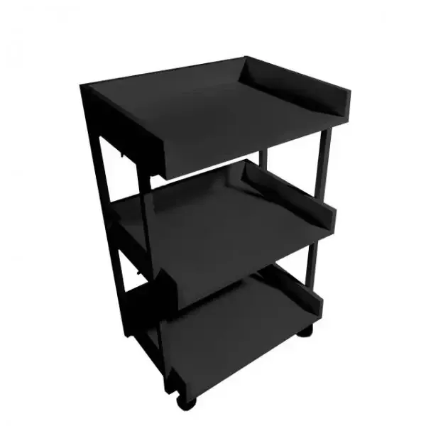 Візок косметологічний на 3 полиці з бортиками UK-04 Чорний Київ - фото 1