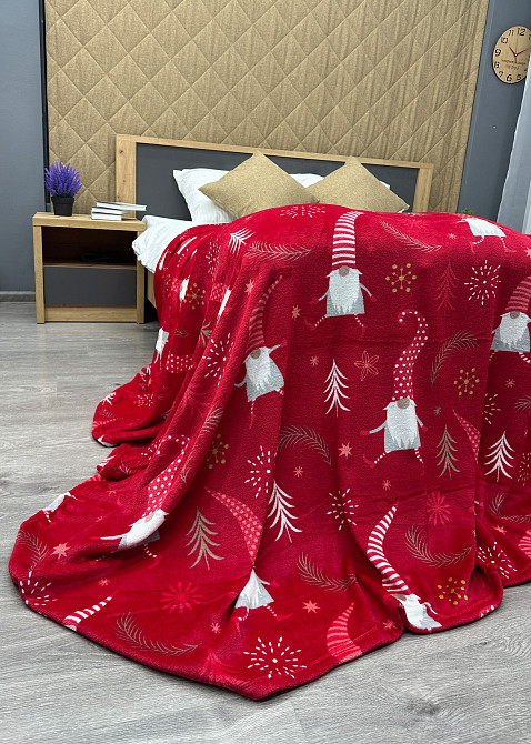 Плед-покривало Decorator WellSoft 200х220 см з різдвяним принтом Червоний (87-181) Київ - фото 7