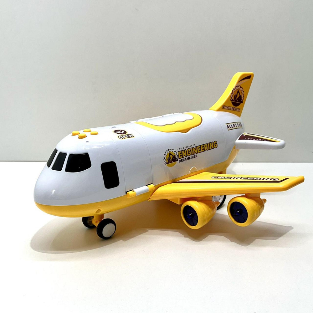 Літак вантажний звук підсвічування парогенератор інерція гумові колеса масштаб 1:64 Жовтий (660 A-311) Чернігів - фото 4