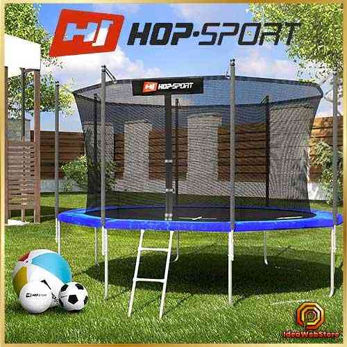 Батут 366см Hop-Sport с внутренней защитной сеткой и лестницей уличный батут для детей и взрослых до 150кг Киев