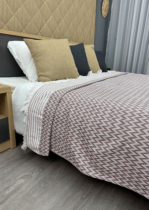 Покривало Dakota Fringe ЄВРО 200х230 см колір какао з білим (85-195) Київ - фото 2