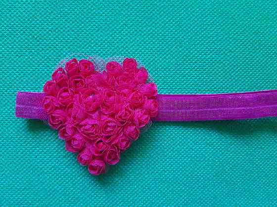 Детская повязка малиновая - сердечко 7см, размер универсальный (на резинке) Киев