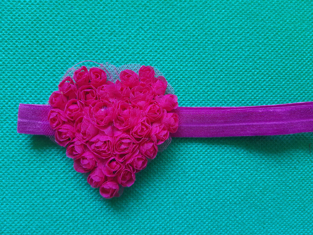 Детская повязка малиновая - сердечко 7см, размер универсальный (на резинке) Киев - изображение 2