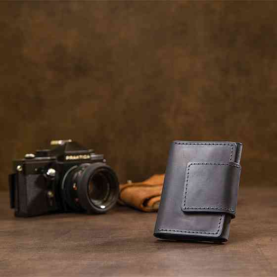 Матовая кожаная визитница Черный (GRANDE PELLE) Киев