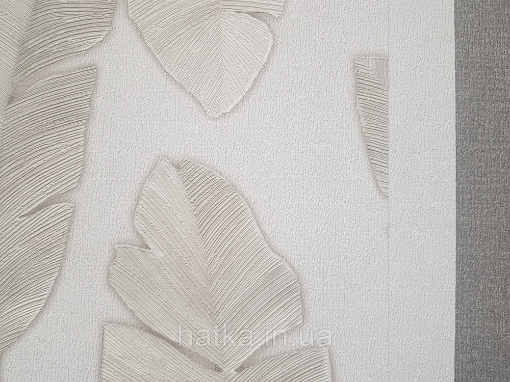 Шпалери вінілові на флізеліні AS creation Attico 1.06х10 під листя великі структурні бежеві молочні 3д Київ - фото 2