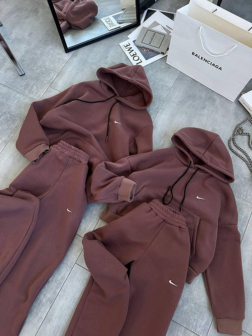 Чоловічий теплий стильний тринитний костюм на флісі + манжети рибана Шоколад, 46/50 Одеса - фото 1