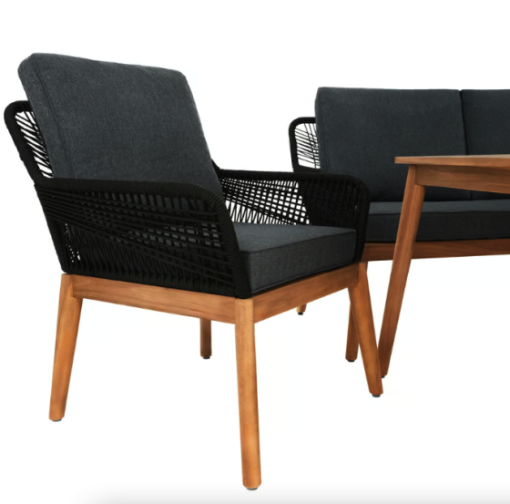 Комплект садових меблів для тераси двору балкона набір столу та стільців для відпочинку Di Volio Albenga чорний Київ