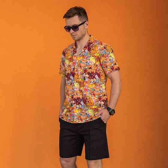 Чоловіча сорочка з коротким рукавом оранжева Pobedov Multiki Київ