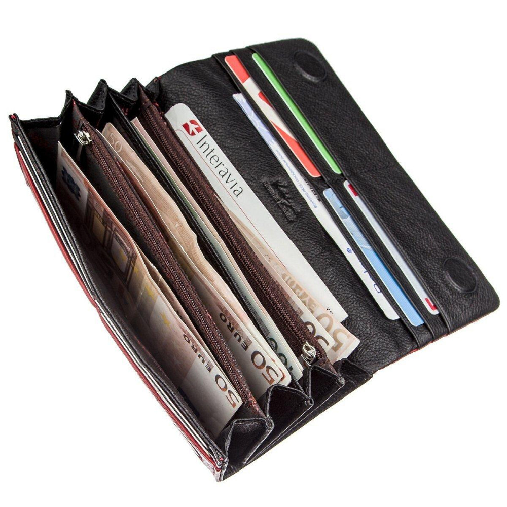 Кошелек женский комбинированный кожаный KARYA 17396 Красный Киев - изображение 6