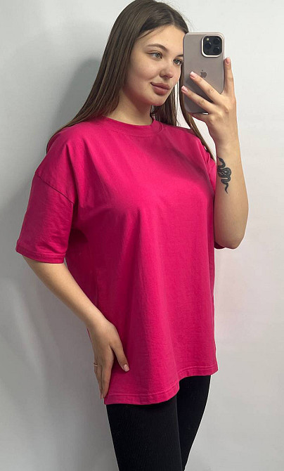 Базовая футболка женская оверсайз Малиновый M/L Харьков - изображение 1