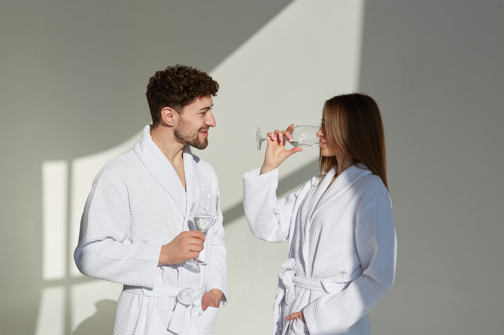 Чоловічий вафельний халат Ideal Textile довгий білий Чернівці - фото 5