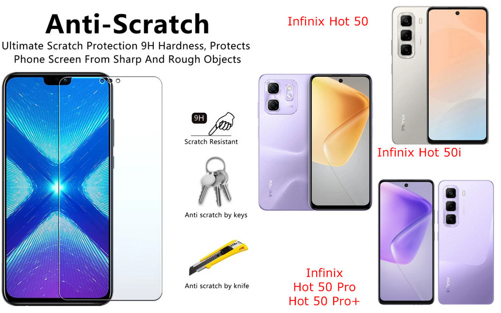 Защитное стекло NeoGlass для Infinix Hot 50, Hot 50i, Hot 50 Pro, Hot 50 Pro+ – ультрапрозрачное и устойчивое Киев - изображение 1