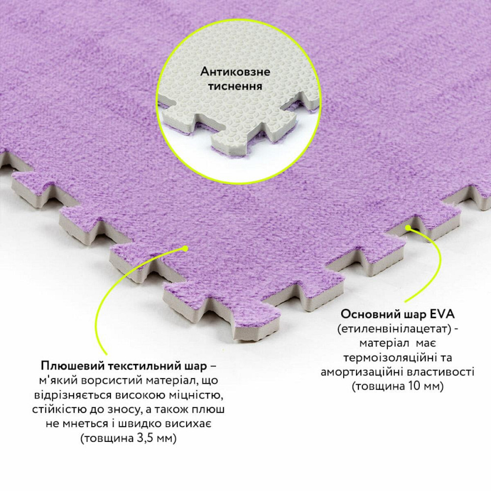 Пол-пазл плюшевый 60х60х1см Фиолетовый (D) SW-00002087 Киев - изображение 3