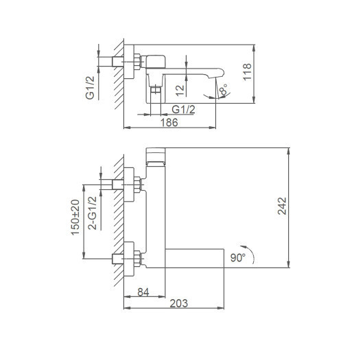 Смеситель для ванны с поворотным изливом FRAP F3284-9 графит Киев - изображение 10