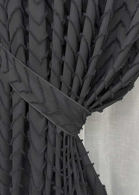 Комплект штор VR-Textil Лен Букле № 1810ш Графитовый 100х295 см 2 шт (31-855) Киев - изображение 5