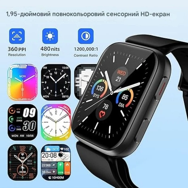 Смарт-годинник YHE BP Doctor Pro Black: розумний фітнес-годинник із запатентованою манжетою тонометра, AMOLED, Android/iOS Київ - фото 8