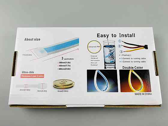 Гнучка світлодіодна LED-стрічка для фар автомобіля, гнучкі денні ходові вогні з миготливим поворотом авто LED Мукачево