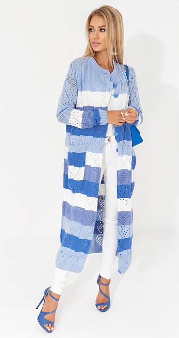 Ажурний кардиган із кишенями в смужку (48-52) Київ - фото 3