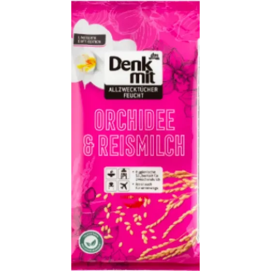 Вологі серветки для прибирання універсальні Denkmit Feuchte Allzwecktücher Reismilch&Orchidee, 50 шт Львів