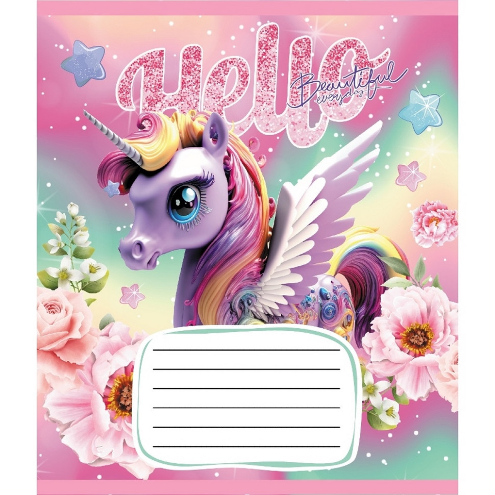 Зошит учнівський "Єдинороги" 012-510065C-3 в косу лінію, 12 аркушів Вінниця - фото 1