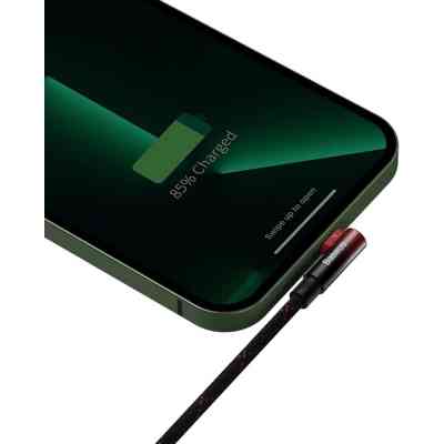 Дата кабель USB 2.0 AM to Lightning 1.0m 2.4A 90° corner black/red Baseus (CAVP000020) Винница