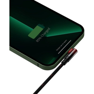Дата кабель USB 2.0 AM to Lightning 1.0m 2.4A 90° corner black/red Baseus (CAVP000020) Вінниця - фото 5