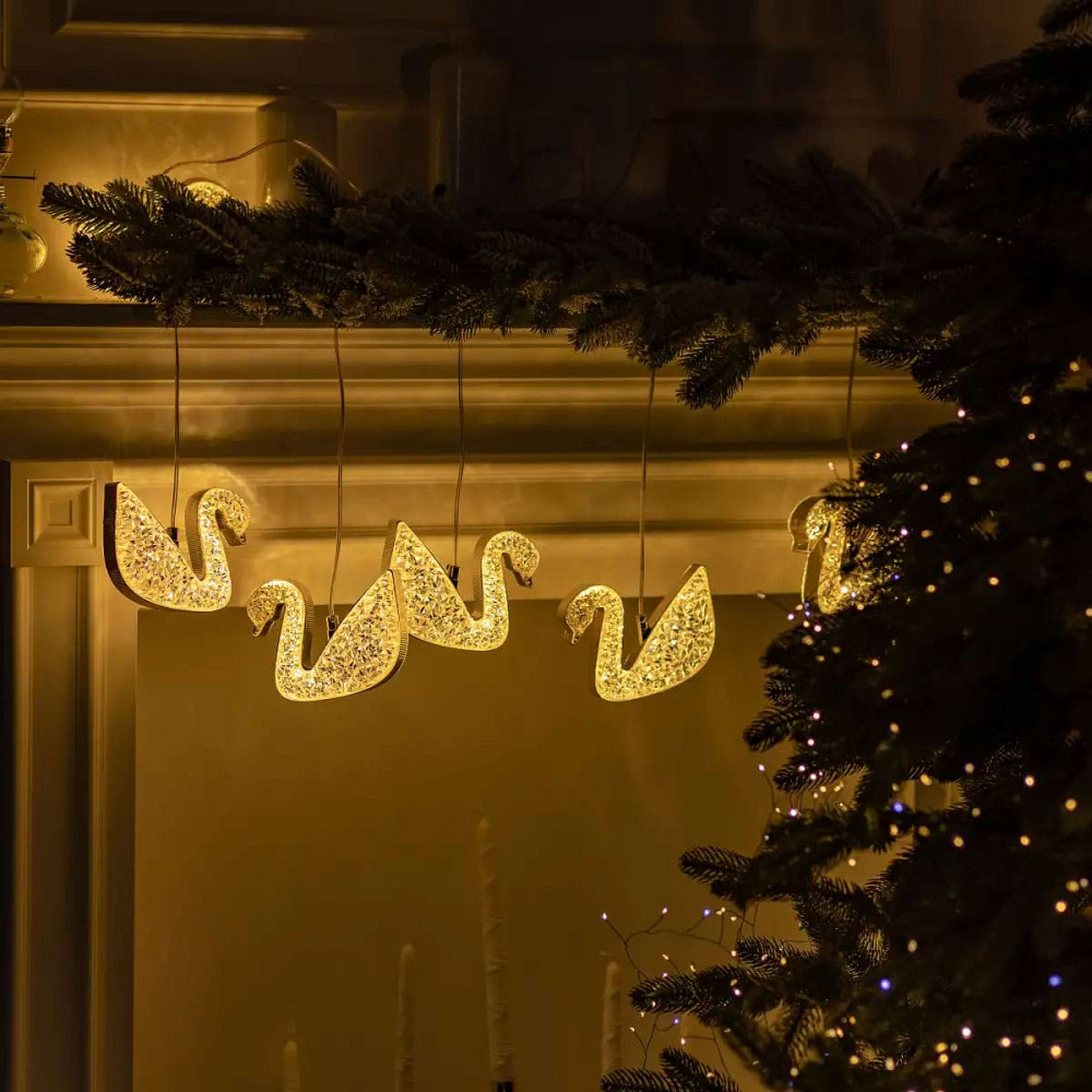 Garlando Гірлянда штора з фігурками Сваровскі 3 метри 6 ламп тепле жовте світло 6L3MSWA Коломия - фото 7