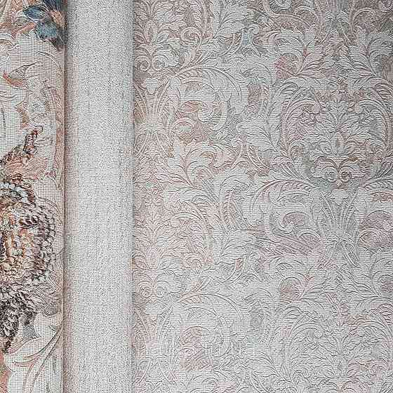 Шпалери метрові вінілові на флізелін Yuanlong Samsara східний малюнок вензелі коричневі завитки рожеві Київ