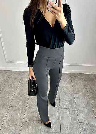 Довгі брюки з високою талією "Salvia" оптом | Норма і батал| Розпродаж моделі 48, Графіт Київ