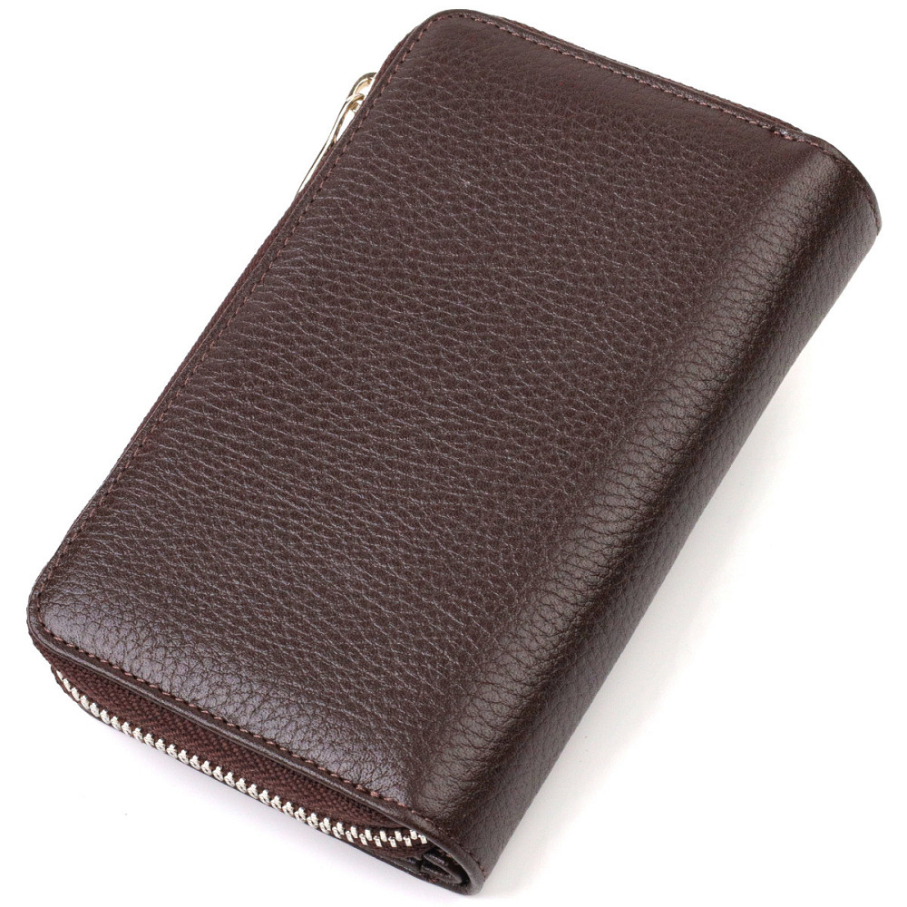 Практичне жіноче портмоне середнього розміру з натуральної шкіри CANPELLINI 21910 Коричневе Київ - фото 9