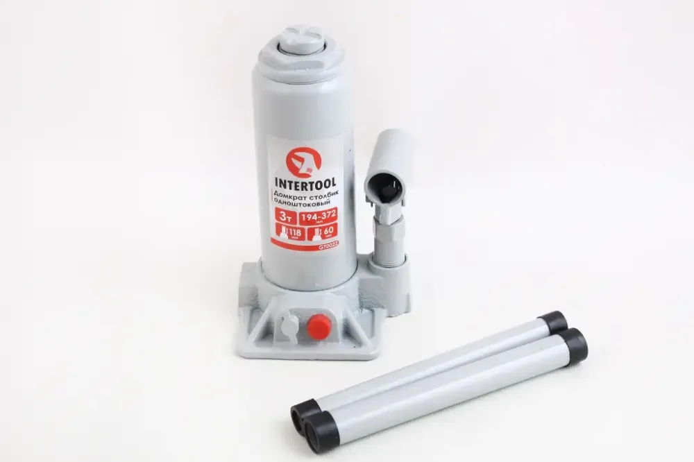 Домкрат гідравлічний 3 т 194-372м Intertool з передохром. Вінниця - фото 1