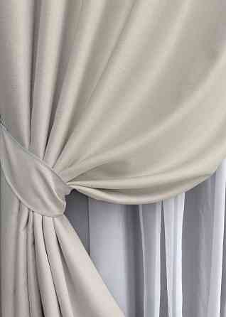 Комплект штор на люверсах VR-Textil Шеніл однотонний № 1698ш Димчасто-білий 150х250 см 2 шт (37-0248) Київ
