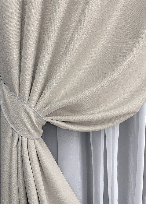 Комплект штор на люверсах VR-Textil Шеніл однотонний № 1698ш Димчасто-білий 150х250 см 2 шт (37-0248) Київ - фото 5