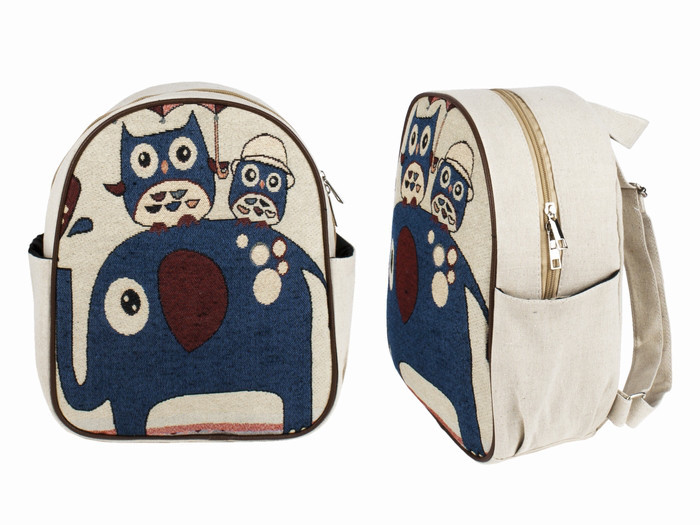 Рюкзак из холщовой ткани Совушки на слоне Киев - изображение 1