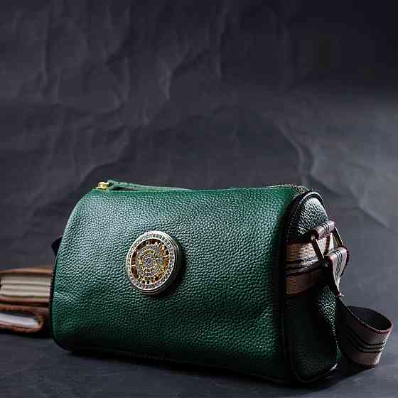 Жіноча сумка з оригінальною прикрасою з натуральної шкіри Зелена (Vintage) Київ