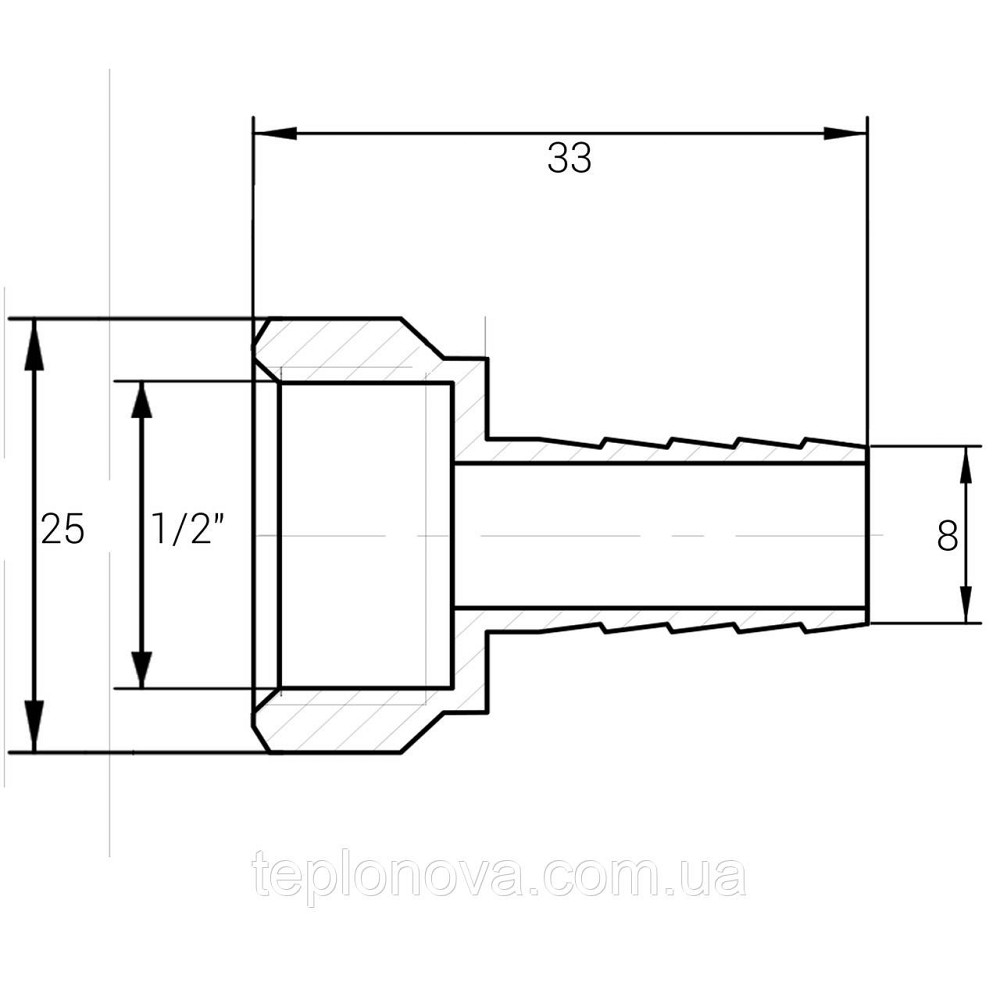 Штуцер 1/2" В 8 мм нікельований NU3D1S OPTIMUM Чернівці - фото 3