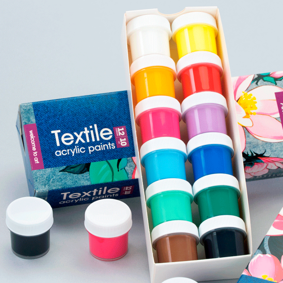 Набір акрилових фарб для розпису тканин Flowers 12×10мл Arteo Київ