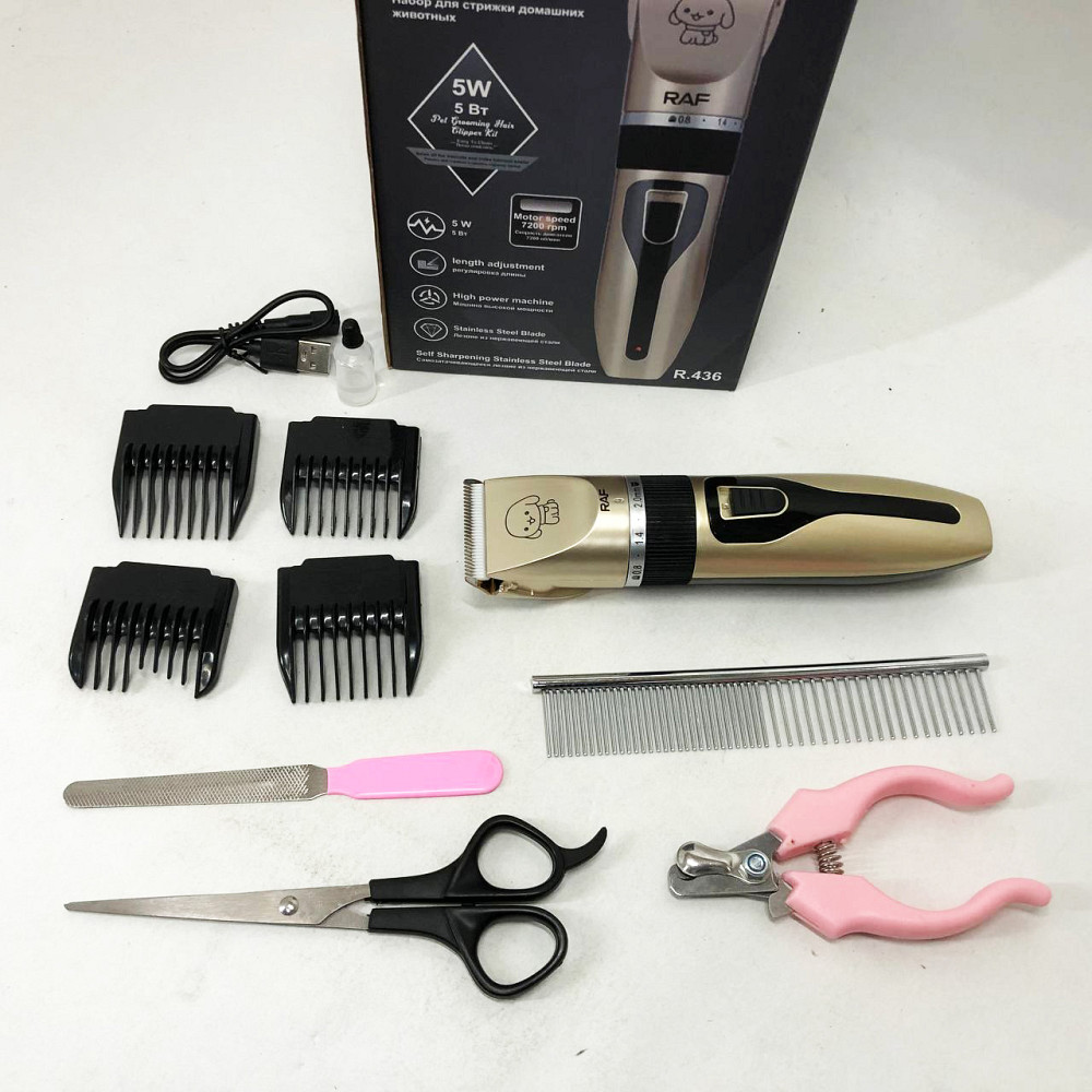 Машинка для стрижки собак и кошек триммер машинки для груминга RAF R.436 набор для стрижки животных NZ-19 Львов - изображение 1