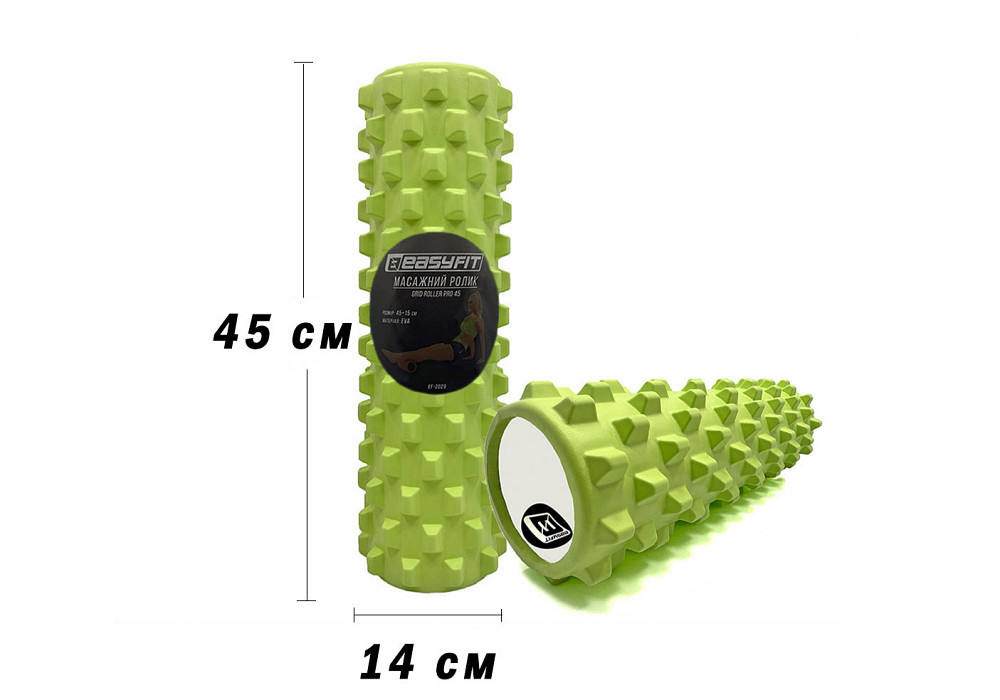 Масажний ролик EasyFit Grid Roller PRO 45 см Салатовий Коломыя - изображение 1
