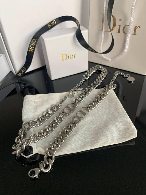 Ланцюжок браслет і підвіска Діор │ Dior чокер і браслет ланцюг покриття срібло 925 Одеса - фото 1