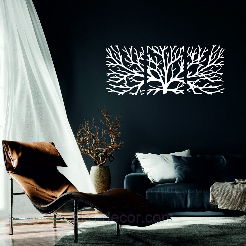 Декоративне настінне Панно «Дерево» Декор на стіну 50*110 см, Білий Київ - фото 1