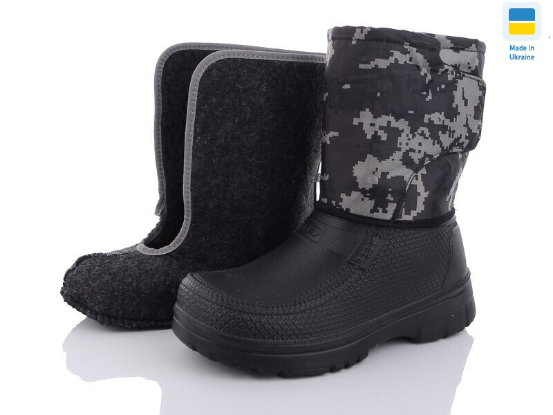 Чоботи теплі чоловічі піксель піна валя чорний Одеса - фото 1