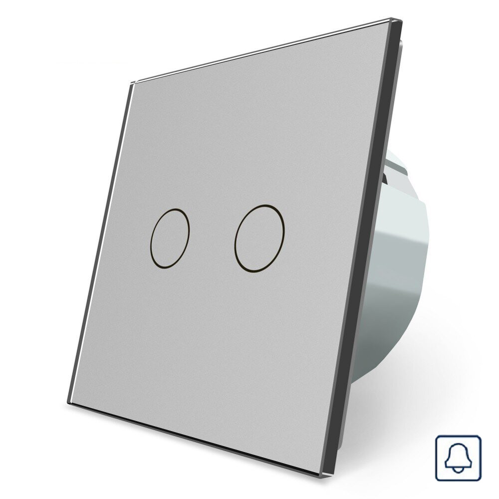 LIVOLO Сенсорна кнопка 2 сенсора Імпульсний вимикач Livolo сірий скло (VL-C702H-15) Коломия - фото 3