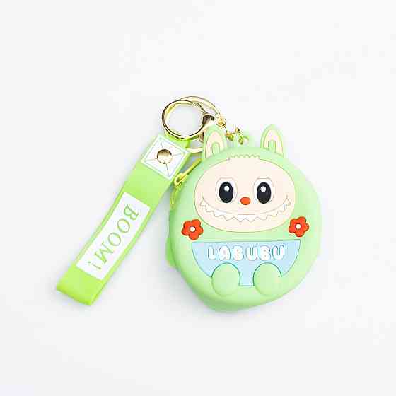 Дитячий гаманець-брелок Лабубу 7,5×7×2,5 (см з ремінцем і карабіном Зелений HP-55-15GR Коломия