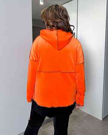 Женский стильный повседневный костюм из качественного велюра Оранжевый, 48/52 Одесса