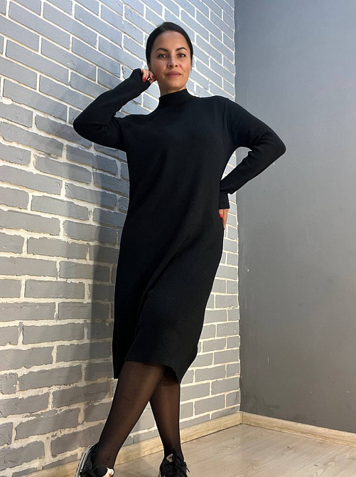 Платье женское A-N 9153 свободный крой прямое оверсайз длинное черное, черный, one size Киев - изображение 9